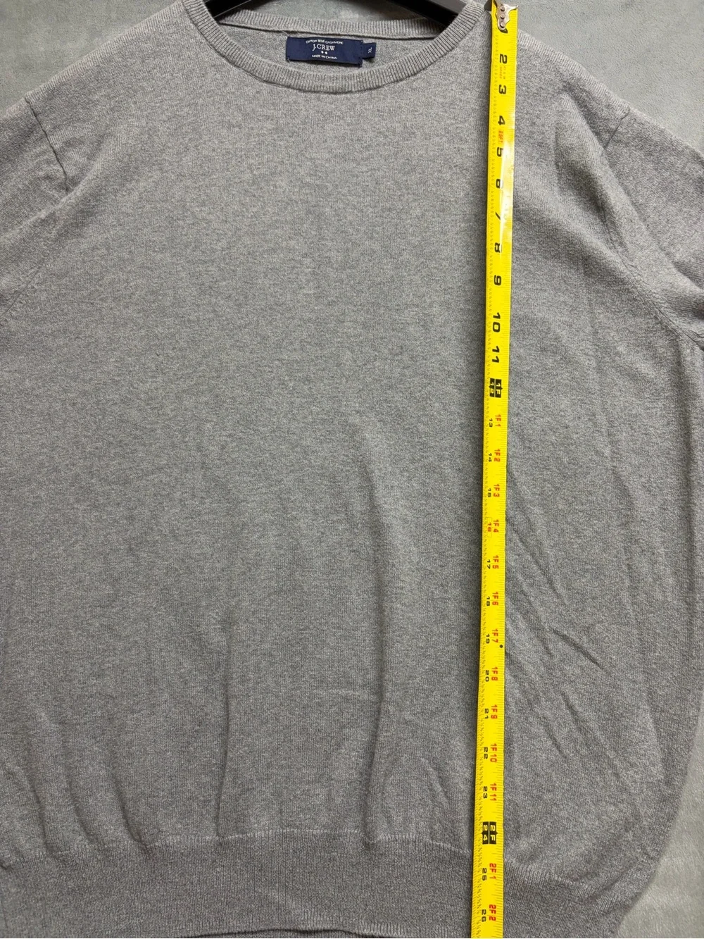 J Crew Sweater Mens XL Gray Cotton Cashmere Crewneck Knit Pullover Preppy